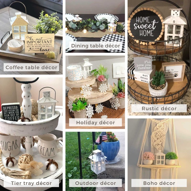 Kate Aspen Rustic Farmhouse Decor White Candle Holder Lantern Decorative (7.5 Inch), Wedding Decoration, Centerpiece Table Decorations, Home Decor, Shelf Decor - Image 5